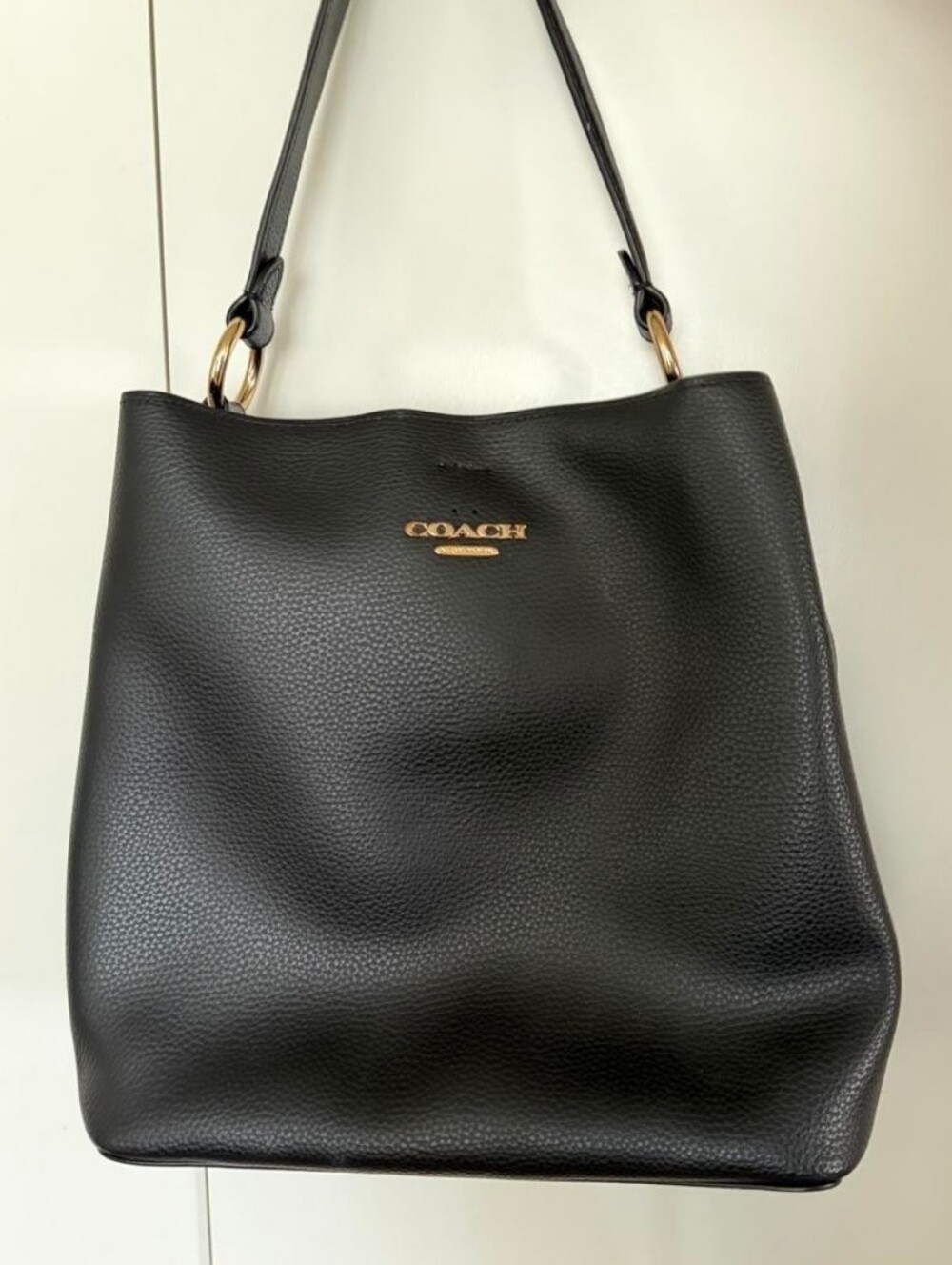 Coach Town Bucket Bag Black Pebbled Leather